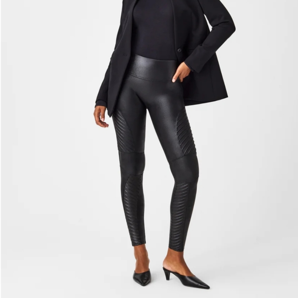 Spanx Faux Leather Moto Legging Very Black SzS